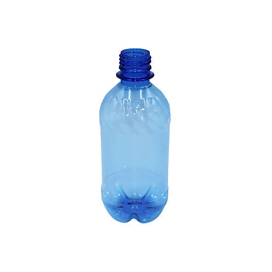 330ml Stubby Water Bottle (Clear/Blue) 28mm - Contour Plastics Commodities